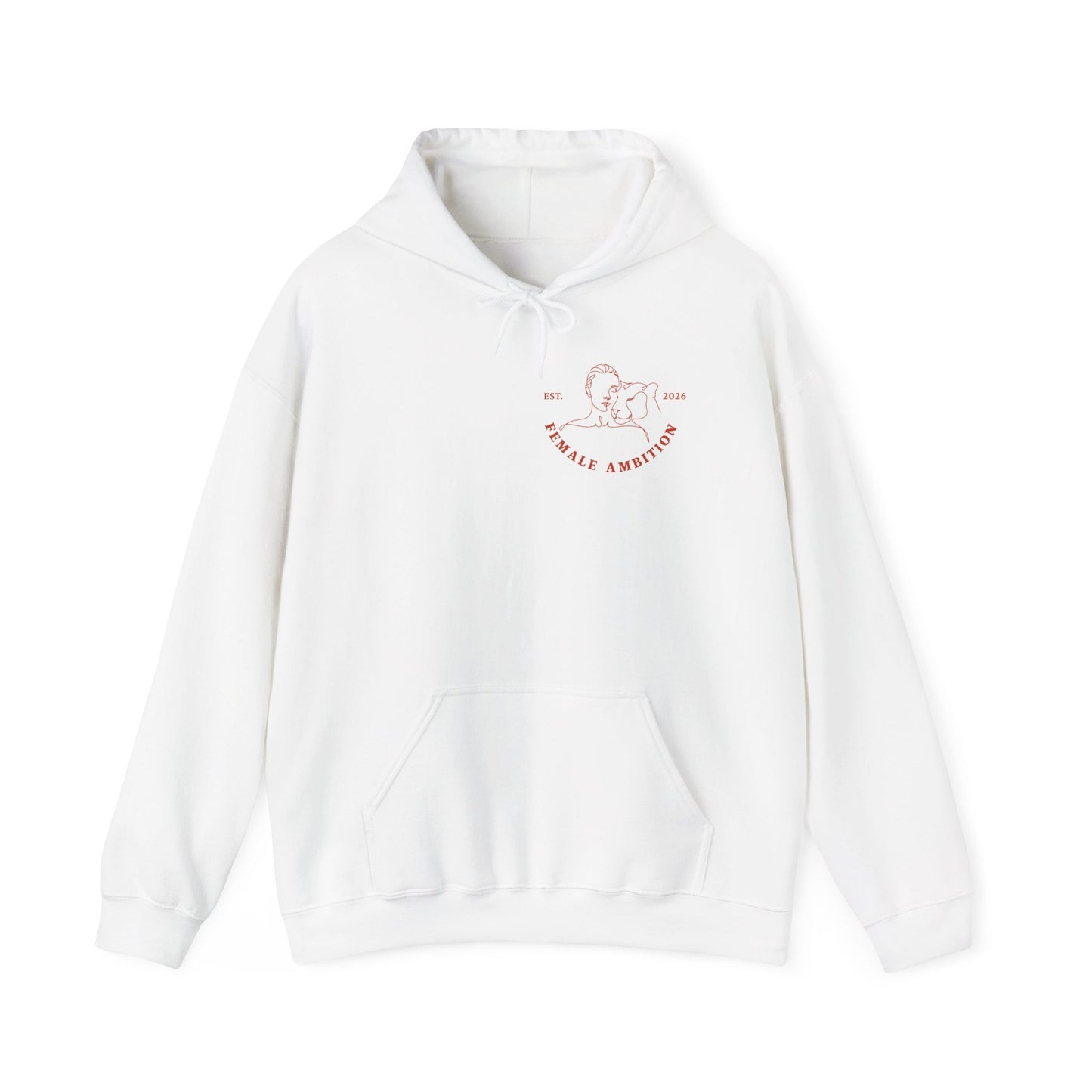 Female Ambition Hoodie | Feminist Script Logo, Minimal Rose Graphic