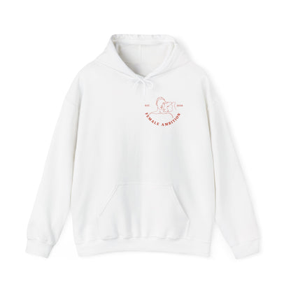 Female Ambition Hoodie | Feminist Script Logo, Minimal Rose Graphic