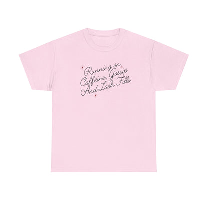 "Running on Caffeine, Chaos and Lash Fails" Tee — Funny Beauty Lover Shirt