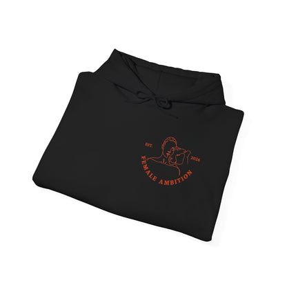 Female Ambition Hoodie | Feminist Script Logo, Minimal Rose Graphic