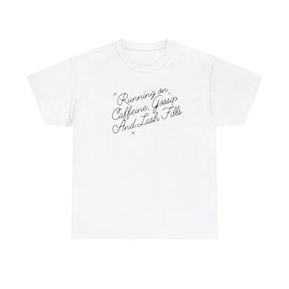 "Running on Caffeine, Chaos and Lash Fails" Tee — Funny Beauty Lover Shirt