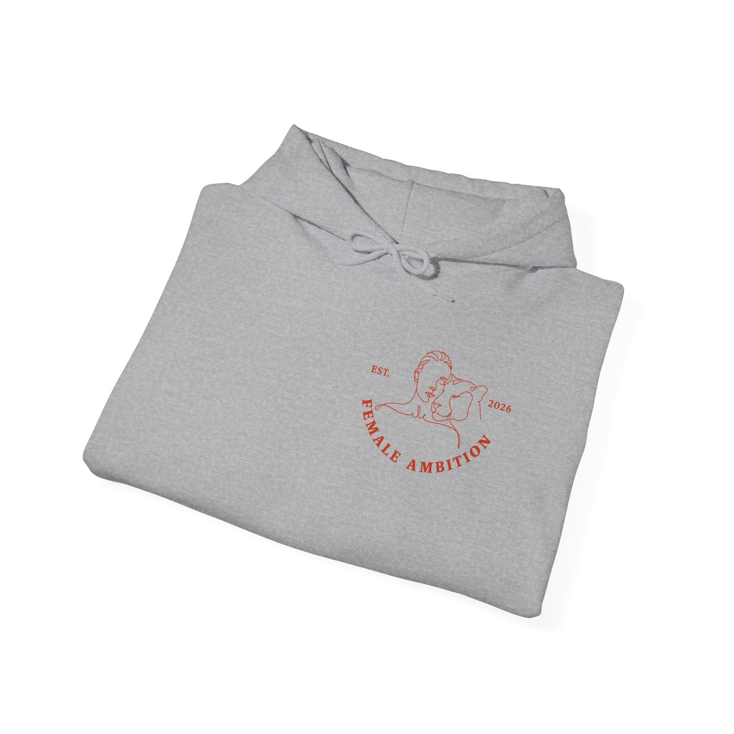 Female Ambition Hoodie | Feminist Script Logo, Minimal Rose Graphic