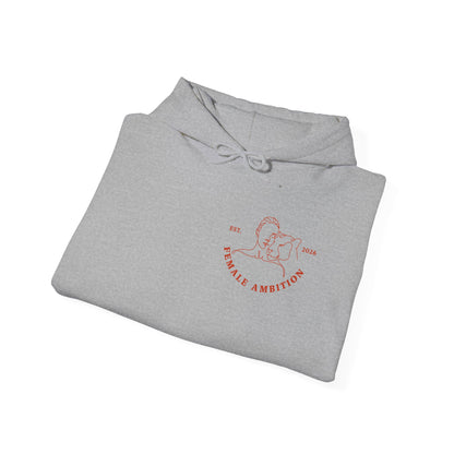Female Ambition Hoodie | Feminist Script Logo, Minimal Rose Graphic