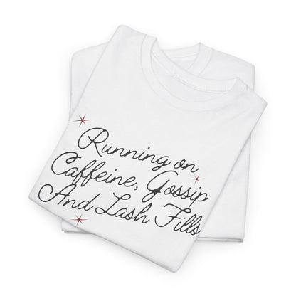 "Running on Caffeine, Chaos and Lash Fails" Tee — Funny Beauty Lover Shirt