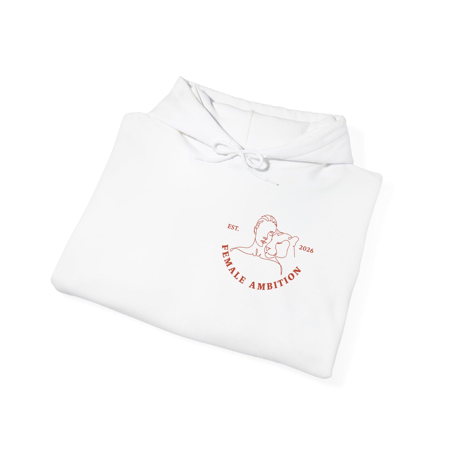 Female Ambition Hoodie | Feminist Script Logo, Minimal Rose Graphic