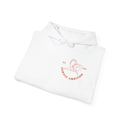 Female Ambition Hoodie | Feminist Script Logo, Minimal Rose Graphic