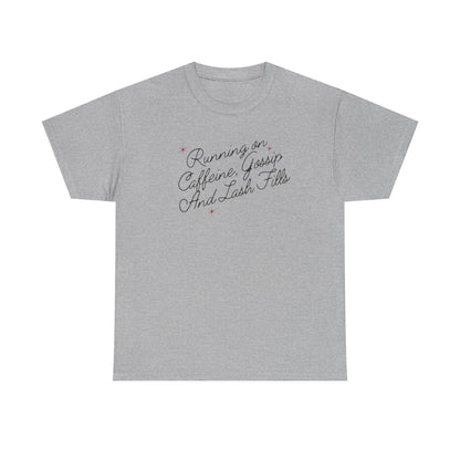 "Running on Caffeine, Chaos and Lash Fails" Tee — Funny Beauty Lover Shirt