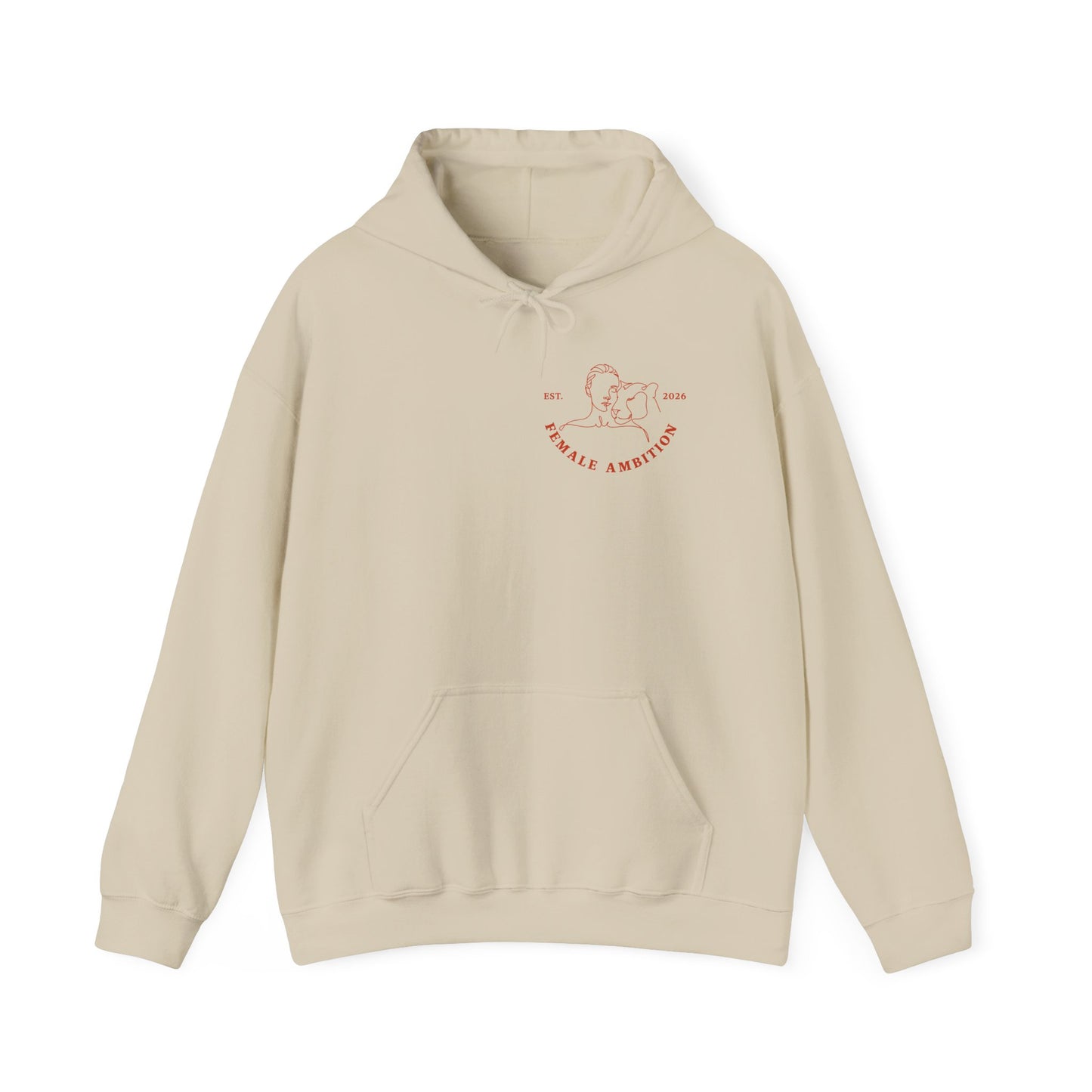 Female Ambition Hoodie | Feminist Script Logo, Minimal Rose Graphic