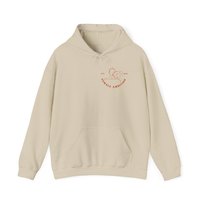 Female Ambition Hoodie | Feminist Script Logo, Minimal Rose Graphic