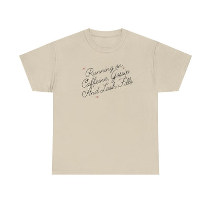 "Running on Caffeine, Chaos and Lash Fails" Tee — Funny Beauty Lover Shirt