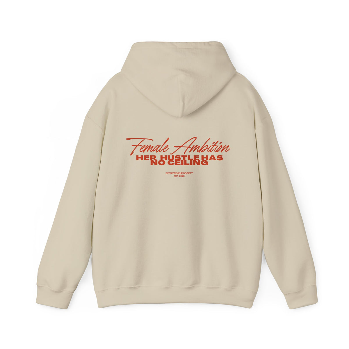 Female Ambition Hoodie | Feminist Script Logo, Minimal Rose Graphic