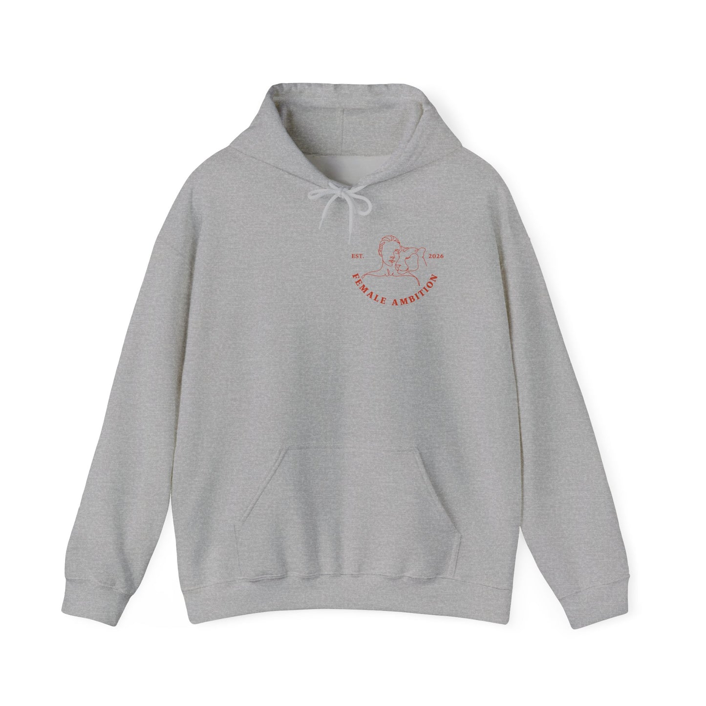 Female Ambition Hoodie | Feminist Script Logo, Minimal Rose Graphic