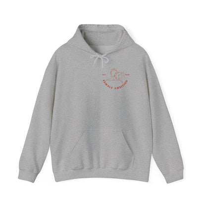 Female Ambition Hoodie | Feminist Script Logo, Minimal Rose Graphic