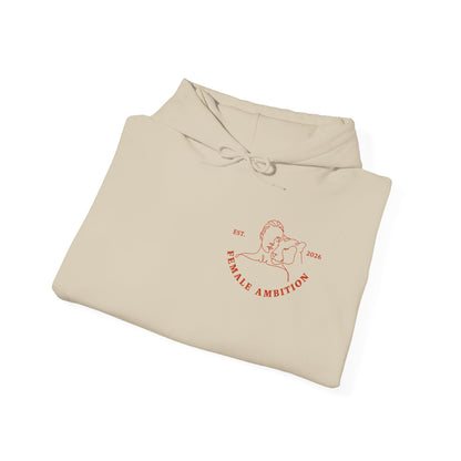 Female Ambition Hoodie | Feminist Script Logo, Minimal Rose Graphic