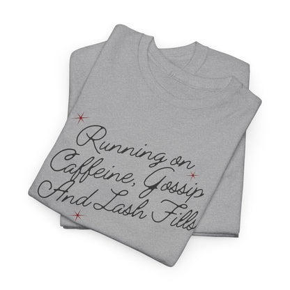 "Running on Caffeine, Chaos and Lash Fails" Tee — Funny Beauty Lover Shirt