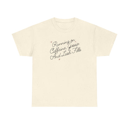 "Running on Caffeine, Chaos and Lash Fails" Tee — Funny Beauty Lover Shirt
