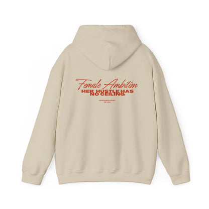 Female Ambition Hoodie | Feminist Script Logo, Minimal Rose Graphic