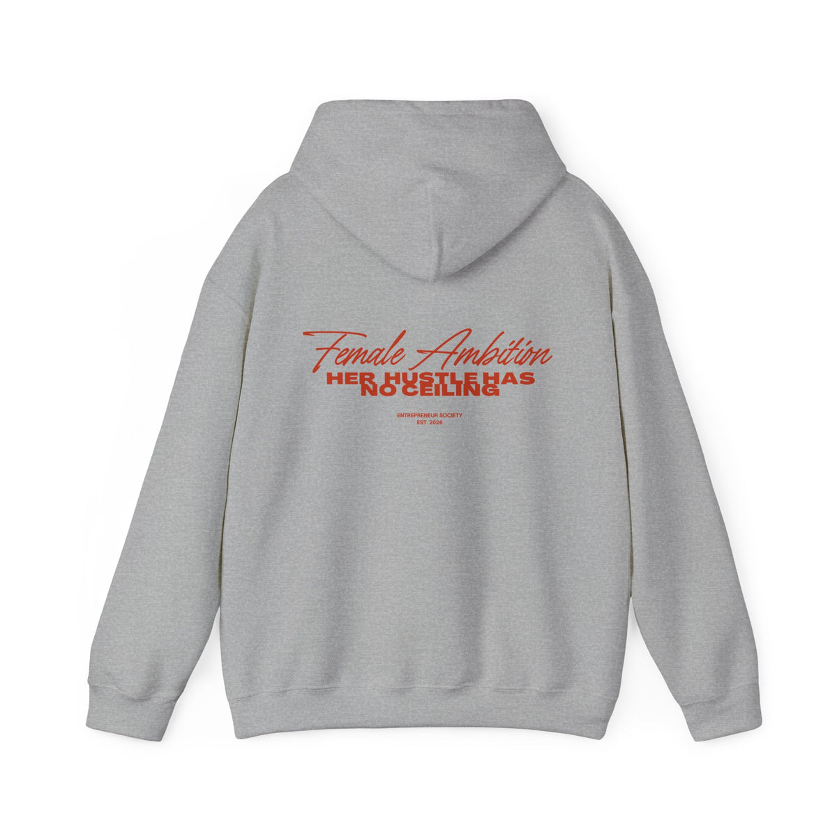 Female Ambition Hoodie | Feminist Script Logo, Minimal Rose Graphic