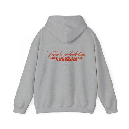 Female Ambition Hoodie | Feminist Script Logo, Minimal Rose Graphic