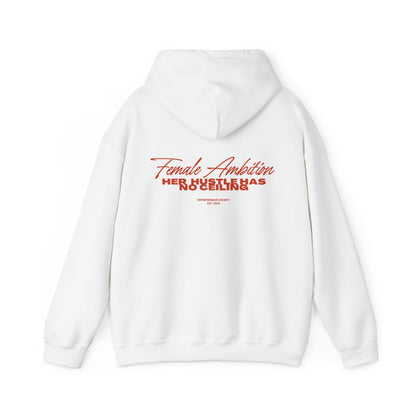 Female Ambition Hoodie | Feminist Script Logo, Minimal Rose Graphic
