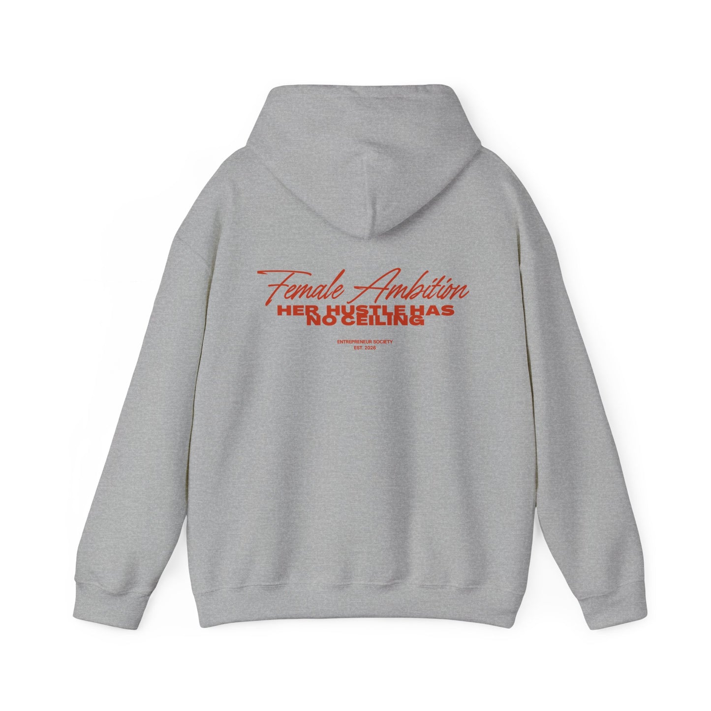 Female Ambition Hoodie | Feminist Script Logo, Minimal Rose Graphic