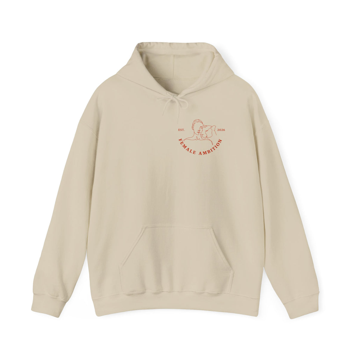 Female Ambition Hoodie | Feminist Script Logo, Minimal Rose Graphic
