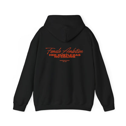 Female Ambition Hoodie | Feminist Script Logo, Minimal Rose Graphic