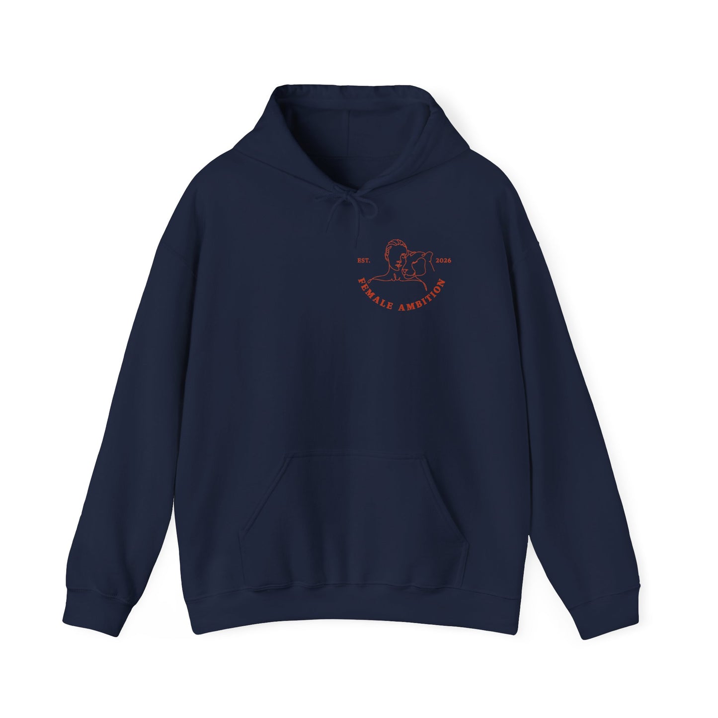 Female Ambition Hoodie | Feminist Script Logo, Minimal Rose Graphic