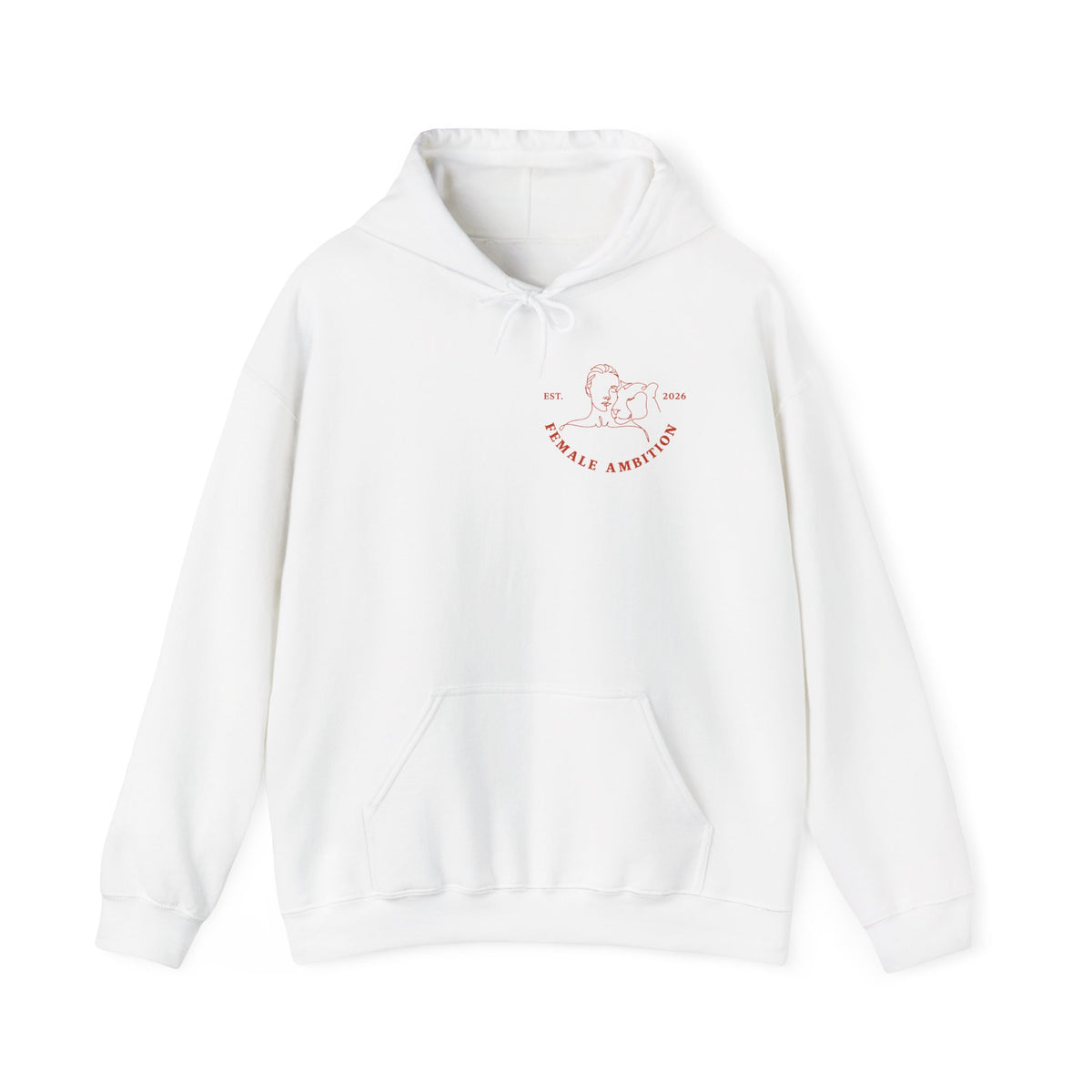 Female Ambition Hoodie | Feminist Script Logo, Minimal Rose Graphic